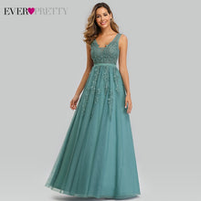 Load image into Gallery viewer, Prom Dresses Long 2020 Ever Pretty Elegant Long V-neck Tulle Lace Applique Sleeveless A-line Hot Selling Vestidos De Graduacion