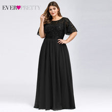 Load image into Gallery viewer, Plus Size Sequined Evening Dresses Long Ever Pretty A-Line O-Neck Tulle Elegant Formal Evening Gowns Vestido Noche Elegante 2020