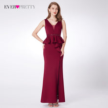 Load image into Gallery viewer, Elegant Burgundy Evening Dresses Ever Pretty EP07482BD Mermaid V-Neck Sleeveless Draped Formal Party Gowns Abiye Gece Elbisesi