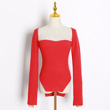 Load image into Gallery viewer, TWOTWINSTYLE Elegant Side Split Knitted Women's Sweater Square Collar Long Sleeve Sexy Sweaters Female Fashion New 2020 Clothing