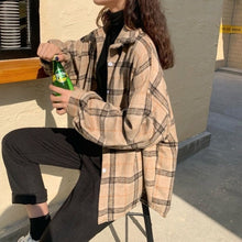 Load image into Gallery viewer, Women Blouses Turn-down Collar Spring Shirts Plaid All-match BF Batwing-sleeve Loose Outwear Harajuku Female 4 Colors Chic New