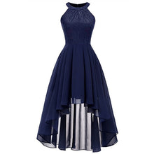 Load image into Gallery viewer, 2020 wedding party dress prom gown fashion clothing Front short long back dark blue halter Bow Bridesmaid Dresses
