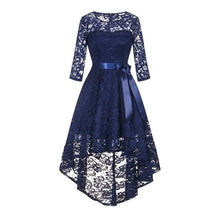Load image into Gallery viewer, 2020 wedding party dress prom gown fashion clothing Front short long back dark blue halter Bow Bridesmaid Dresses