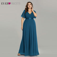 Load image into Gallery viewer, Plus Size Evening Dresses Ever Pretty EP09890 Elegant V-Neck Ruffles Chiffon Formal Evening Gown Party Dress Robe De Soiree 2020