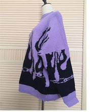 Load image into Gallery viewer, JESSIC Harajuku Style Autumn And Winter Flame Woven Bat Sleeve Sleeve Head Trend Couple Sweater Jacket