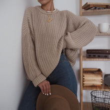 Load image into Gallery viewer, WOTWOY Elegant Autumn Oversized Sweater Women Solid Loose Knitted Sweaters Women Long Sleeve Pullover Female Jumper Cashmere New