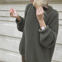 Load image into Gallery viewer, WOTWOY Elegant Autumn Oversized Sweater Women Solid Loose Knitted Sweaters Women Long Sleeve Pullover Female Jumper Cashmere New