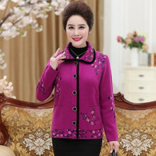 Load image into Gallery viewer, 2020 Mid-aged and Old Grandma's Autumn and Winter 50-60-70 Years sweater cardigan Thickened knitted jacket blouse