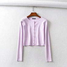 Load image into Gallery viewer, Spring Knitted White Black Cardigan Women Button Up O Neck Korean Button Cute Kwaii Crop Sweater Knitting Top Streetwear