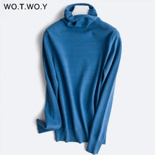 Load image into Gallery viewer, WOTWOY Autumn Winter Slim Turtleneck Sweater Women Basic Bottoming Knitwear Women Knitted Cotton Pullovers Femme Jumper 2020 New