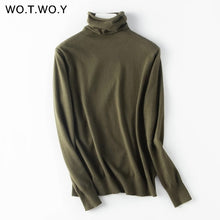 Load image into Gallery viewer, WOTWOY Autumn Winter Slim Turtleneck Sweater Women Basic Bottoming Knitwear Women Knitted Cotton Pullovers Femme Jumper 2020 New