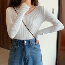 Load image into Gallery viewer, 2020 Basic B-neck Solid Autumn Winter Pullover Women Female Knitted Ribbed Sweater Slim Long Sleeve Badycon High Quality Sweater