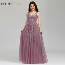 Load image into Gallery viewer, Prom Dresses Long 2020 Ever Pretty Elegant Long V-neck Tulle Lace Applique Sleeveless A-line Hot Selling Vestidos De Graduacion