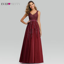 Load image into Gallery viewer, Prom Dresses Long 2020 Ever Pretty Elegant Long V-neck Tulle Lace Applique Sleeveless A-line Hot Selling Vestidos De Graduacion