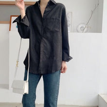 Load image into Gallery viewer, Lizkova White Blouse Women Suede Long Sleeve Formal Shirt 2020 Autumn Lapel Ladies Blouse Streetwear 8866
