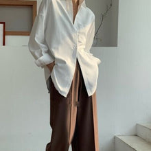 Load image into Gallery viewer, Lizkova White Blouse Women Suede Long Sleeve Formal Shirt 2020 Autumn Lapel Ladies Blouse Streetwear 8866