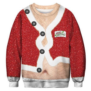 Unisex Men Women 2020 Ugly Christmas Sweater Santa Elf Funny Christmas Fake Hair Jumper Autumn Winter Tops Clothing Wholesale