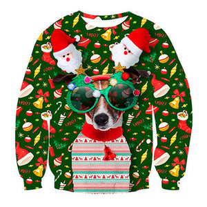 Unisex Men Women 2020 Ugly Christmas Sweater Santa Elf Funny Christmas Fake Hair Jumper Autumn Winter Tops Clothing Wholesale