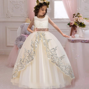 New 2020 Girls'Back Hollow Flower Dress Flower Boy High-end Wedding Dress Elegant Girls' Flower-lace Banquet Dress