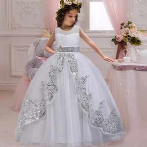 New 2020 Girls'Back Hollow Flower Dress Flower Boy High-end Wedding Dress Elegant Girls' Flower-lace Banquet Dress