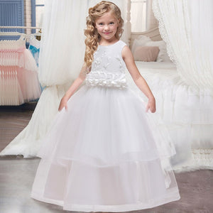 New 2020 Girls'Back Hollow Flower Dress Flower Boy High-end Wedding Dress Elegant Girls' Flower-lace Banquet Dress