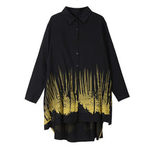 Load image into Gallery viewer, [EAM] Women Black Printed Back Long Big Size Blouse New Lapel Long Sleeve Loose Fit Shirt Fashion Spring Autumn 2020 1T431
