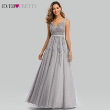 Load image into Gallery viewer, Prom Dresses Long 2020 Ever Pretty Elegant Long V-neck Tulle Lace Applique Sleeveless A-line Hot Selling Vestidos De Graduacion
