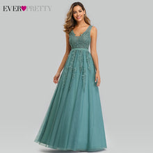 Load image into Gallery viewer, Prom Dresses Long 2020 Ever Pretty Elegant Long V-neck Tulle Lace Applique Sleeveless A-line Hot Selling Vestidos De Graduacion
