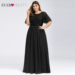 Plus Size Sequined Evening Dresses Long Ever Pretty A-Line O-Neck Tulle Elegant Formal Evening Gowns Vestido Noche Elegante 2020