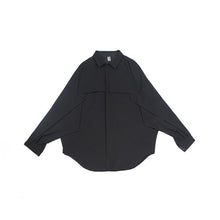 Load image into Gallery viewer, [EAM] Women Black Ruffles Stitch Big Size Blouse New Lapel Long Sleeve Loose Fit Shirt Fashion Tide Spring Autumn 2020 1S235
