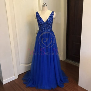 Beading Prom Dresses 2020 Plus Size Pink High Split Tulle Sweep Train Sleeveless Evening Gown A-line Lace Up Backless Vestido De