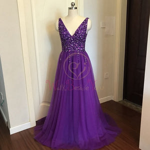 Beading Prom Dresses 2020 Plus Size Pink High Split Tulle Sweep Train Sleeveless Evening Gown A-line Lace Up Backless Vestido De