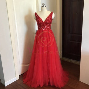 Beading Prom Dresses 2020 Plus Size Pink High Split Tulle Sweep Train Sleeveless Evening Gown A-line Lace Up Backless Vestido De