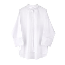 Load image into Gallery viewer, [EAM] Women White Brief Split Big Size Long Blouse New Lapel Long Sleeve Loose Fit Shirt Fashion Tide Spring Summer 2020 1M93300
