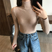 Load image into Gallery viewer, 2020 Autumn Winter Thick Sweater Women Knitted Ribbed Pullover Sweater Long Sleeve Turtleneck Slim Jumper Soft Warm Pull Femme
