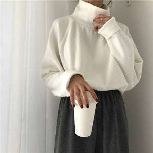 AECU11 Turtleneck sweater Spring Fall Knitted Jumpers Women's Sweater Casual Loose Long Sleeve jacket Crocheted Pullovers female