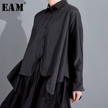 Load image into Gallery viewer, [EAM] Women Black Irregular Big Size Blouse New Lapel Long Sleeve Loose Fit Shirt Fashion Tide Spring Summer 2020 JO19501
