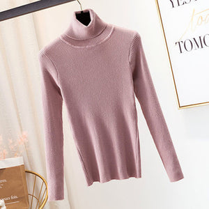 GUMPRUN Winter Women Knitted Turtleneck Sweater 2020 Fall Casual Slim Sweaters Pullover Womens Long Sleeve Elasticity Sweater