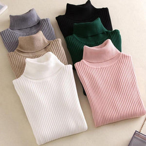 Women Sweaters  Winter Autumn Turtle Neck Sweater Elastic Slim Knitted Pullover Bottoming Sweater Women Pullovers Sweaters