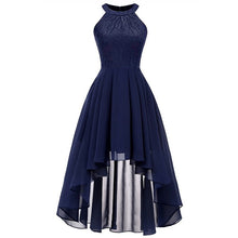 Load image into Gallery viewer, 2020 wedding party dress prom gown fashion clothing Front short long back dark blue halter Bow Bridesmaid Dresses
