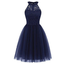 Load image into Gallery viewer, 2020 wedding party dress prom gown fashion clothing Front short long back dark blue halter Bow Bridesmaid Dresses
