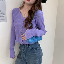 Load image into Gallery viewer, Women V-Neck Knitted Casual Ruched Short Sweaters Cardigans Lady Knitting Soft Thin Summer Cardigan Outwear for Female
