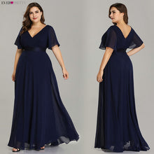 Load image into Gallery viewer, Plus Size Evening Dresses Ever Pretty EP09890 Elegant V-Neck Ruffles Chiffon Formal Evening Gown Party Dress Robe De Soiree 2020
