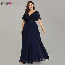 Load image into Gallery viewer, Plus Size Evening Dresses Ever Pretty EP09890 Elegant V-Neck Ruffles Chiffon Formal Evening Gown Party Dress Robe De Soiree 2020
