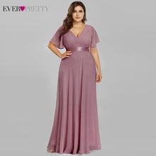 Load image into Gallery viewer, Plus Size Evening Dresses Ever Pretty EP09890 Elegant V-Neck Ruffles Chiffon Formal Evening Gown Party Dress Robe De Soiree 2020
