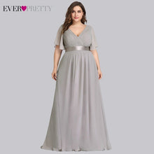 Load image into Gallery viewer, Plus Size Evening Dresses Ever Pretty EP09890 Elegant V-Neck Ruffles Chiffon Formal Evening Gown Party Dress Robe De Soiree 2020
