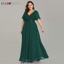 Load image into Gallery viewer, Plus Size Evening Dresses Ever Pretty EP09890 Elegant V-Neck Ruffles Chiffon Formal Evening Gown Party Dress Robe De Soiree 2020
