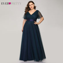 Load image into Gallery viewer, Plus Size Evening Dresses Ever Pretty EP09890 Elegant V-Neck Ruffles Chiffon Formal Evening Gown Party Dress Robe De Soiree 2020
