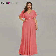 Load image into Gallery viewer, Plus Size Evening Dresses Ever Pretty EP09890 Elegant V-Neck Ruffles Chiffon Formal Evening Gown Party Dress Robe De Soiree 2020
