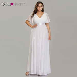 Plus Size Evening Dresses Ever Pretty EP09890 Elegant V-Neck Ruffles Chiffon Formal Evening Gown Party Dress Robe De Soiree 2020